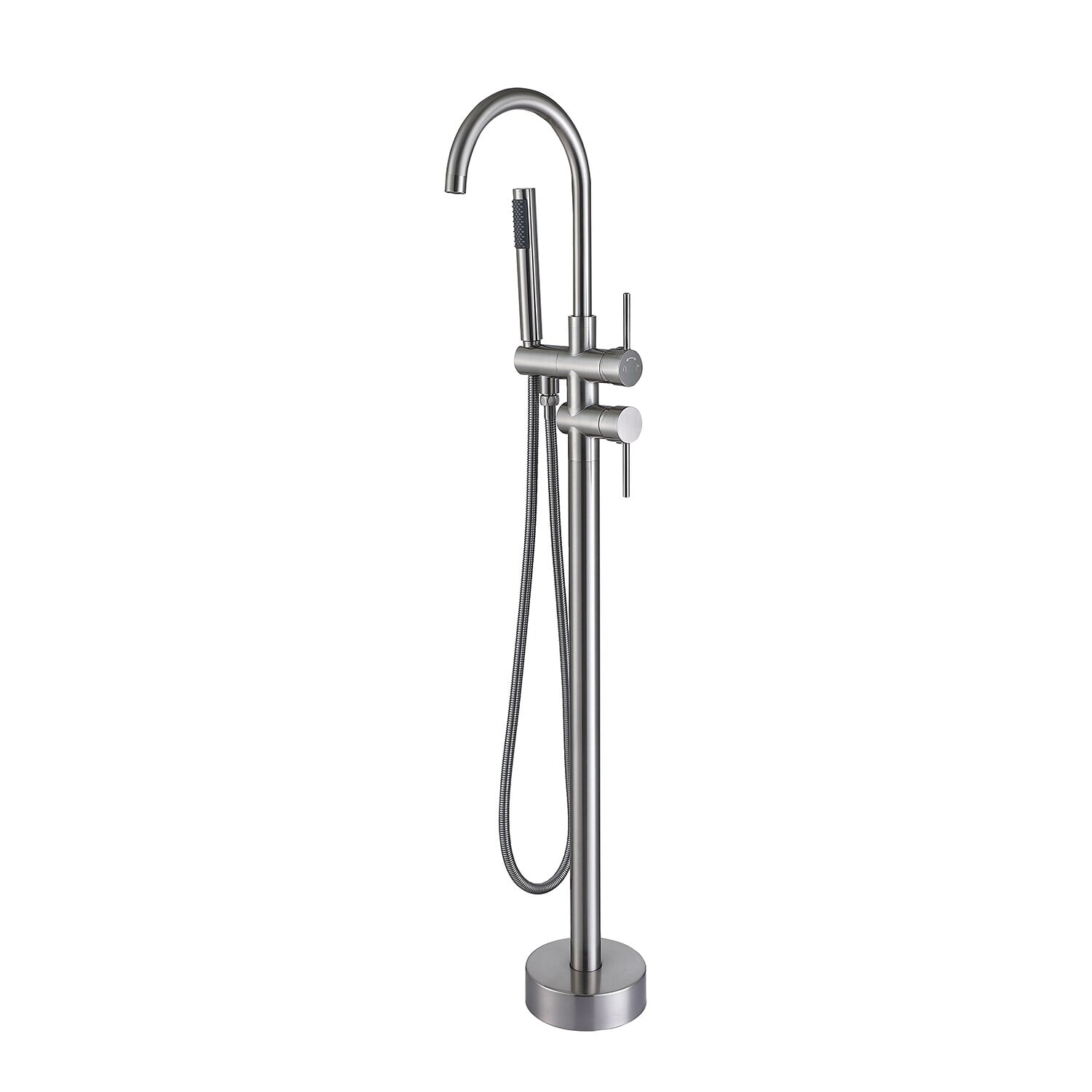 Brushed Nickel Freestanding Tub Filler with Hand Shower