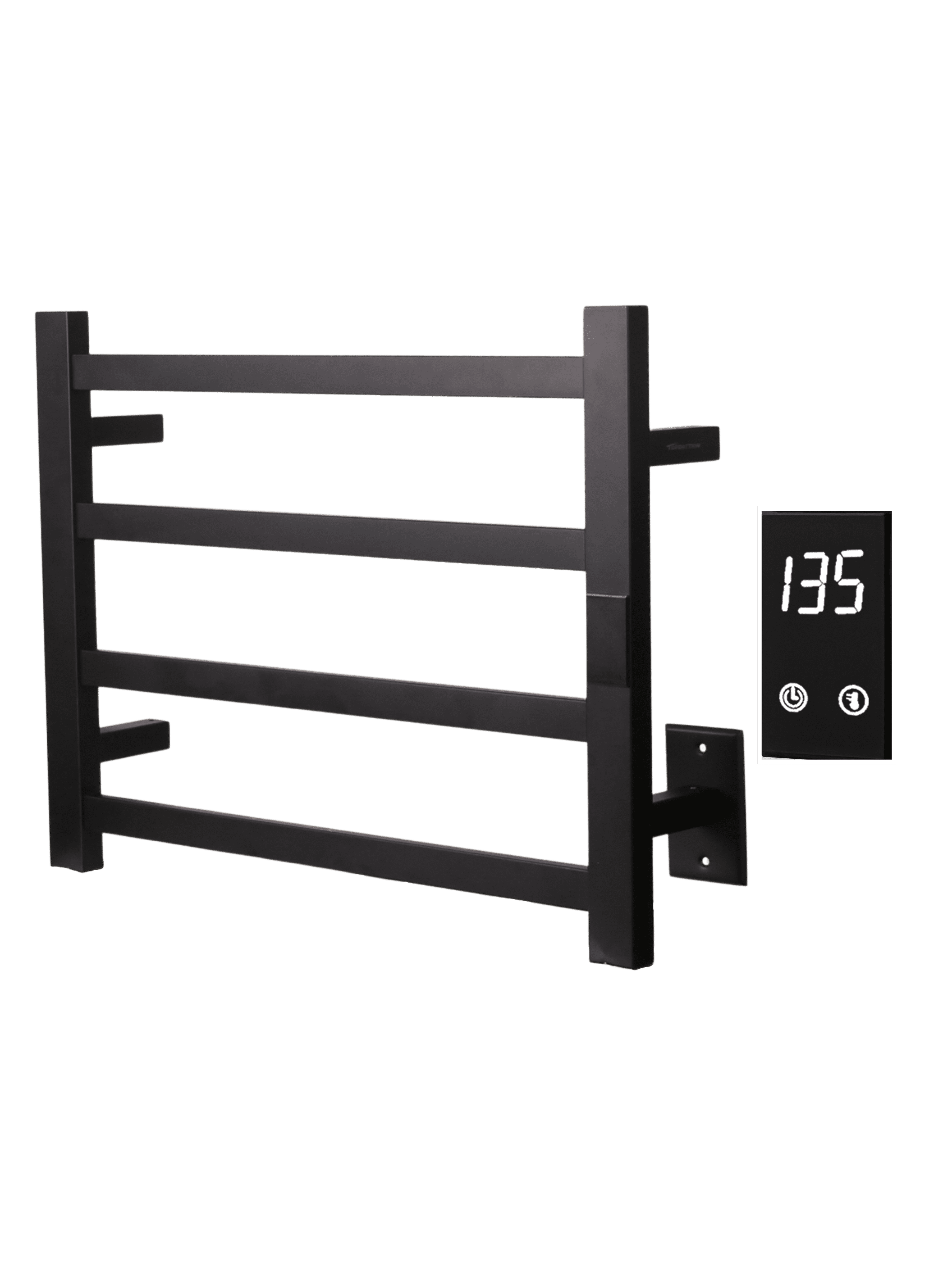 Matte Black 4-Bar Stainless Steel Electric Towel Warmer with Timer