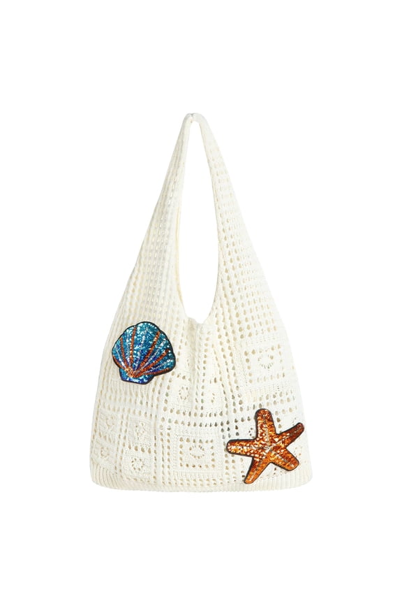 Topdear Crochet Tote Bag for Women, Aesthetic Crochet Mesh Beach Tote Bag, Summer Vacation Knitted Bag for Women Shoulder