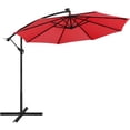 thumbnail image 1 of Topeakmart 10 ft Outdoor Hanging Cantilever Umbrella with 32 LED Lights & Adjustable Tilt, Red, 1 of 7