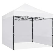 Topeakmart 10 x 10 ft Commercial Canopy with 3 Sidewalls, White