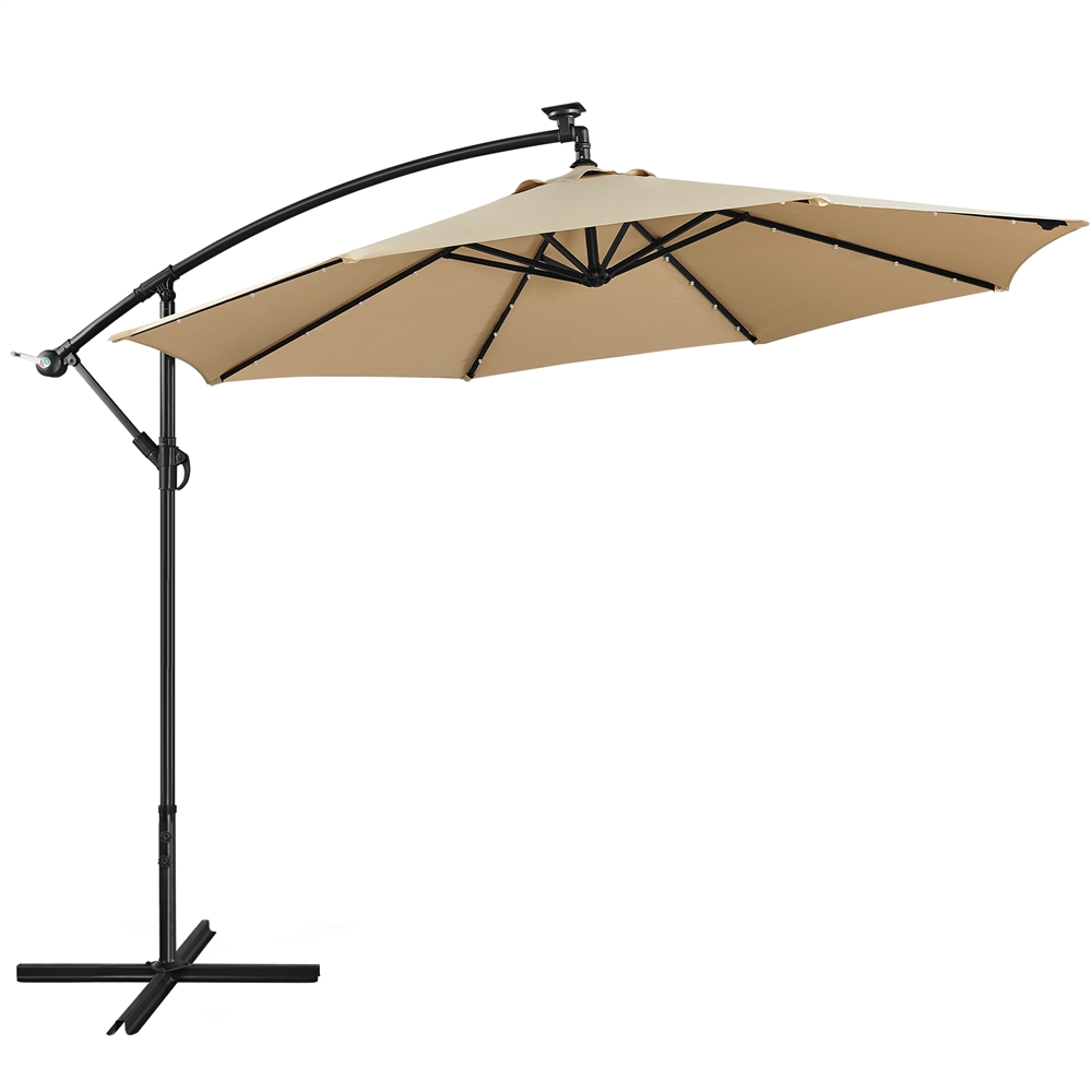Topeakmart 10FT Offset Umbrella Hanging Cantilever with 32 LED Lights