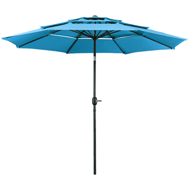 Topeakmart 10ft 3 Tier Patio Umbrella Outdoor Vented Table Umbrella with 8 Sturdy Ribs, Sky Blue
