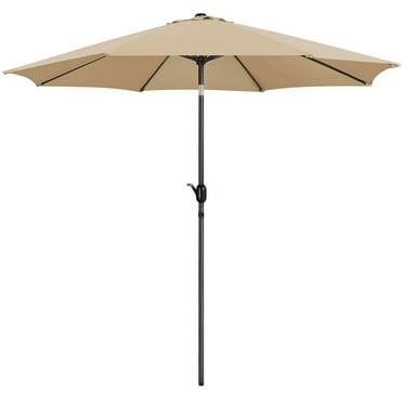Topeakmart 10ft Patio Umbrella with Push Button Tilt and Crank, Tan