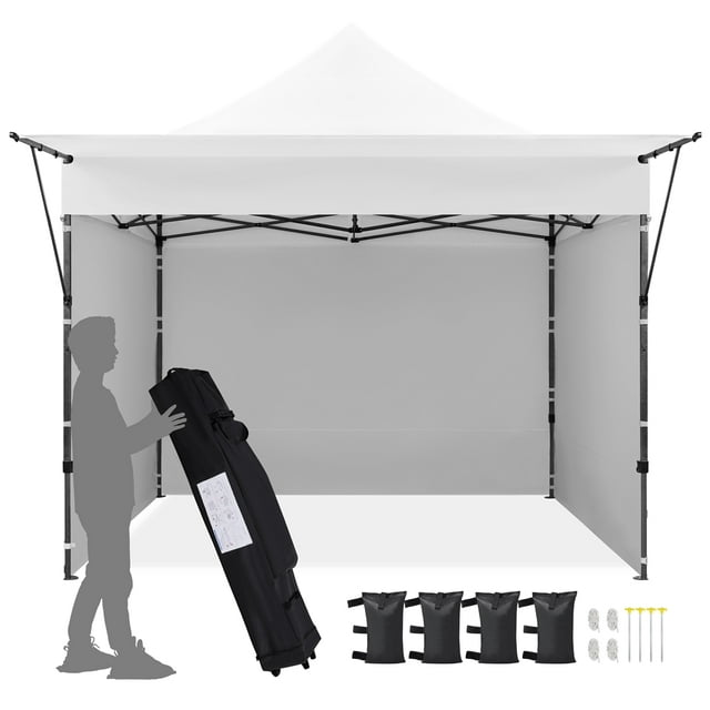 Topeakmart 10ft Popup Canopy Tent with Sidewalls and Adjustable Awning