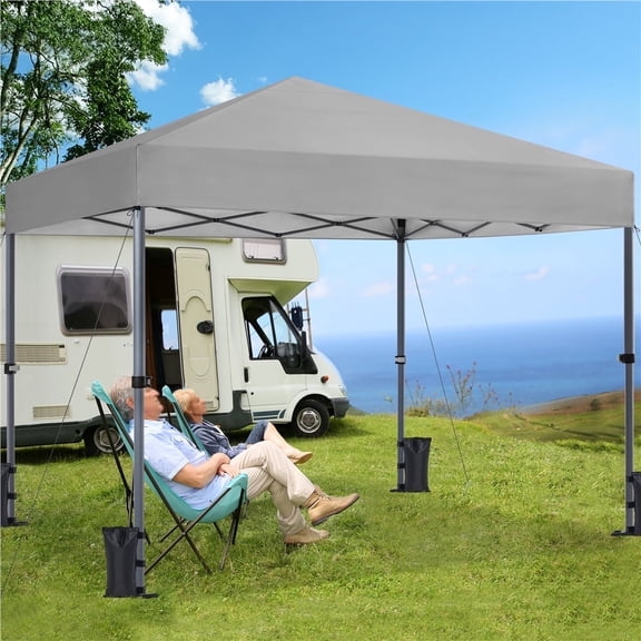 Yaheetech 10x10 Ft Instant Pop Up Canopy with One Push To Lock Setup Mechanism, Light Gray