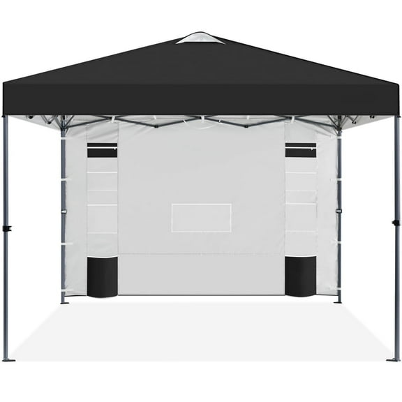 Topeakmart 10x10 ft Pop-Up Canopy Tent with 1 Sidewall & 9 Storage Pockets, Black