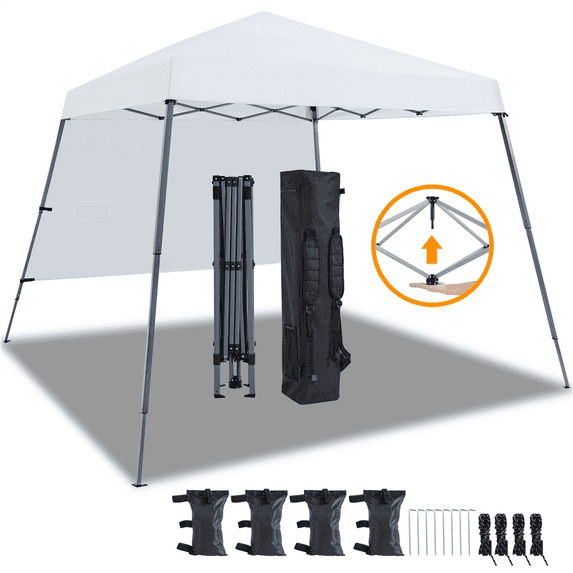 Topeakmart 10x10ft Outdoor Pop-Up Canopy Lightweight Sun Protection Shelter with Sun Shade Wall Backpack Bag, White