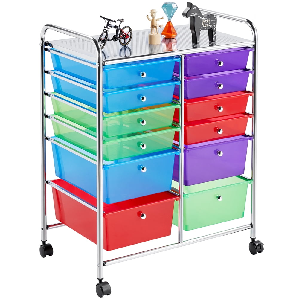 Topeakmart 12 Drawers Rolling Storage Cart Mobile Bin Organizer Trolley