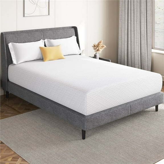 Topeakmart 12 Inch Queen Size Gel Memory Foam Mattress, Medium Firm, Green Tea Infused