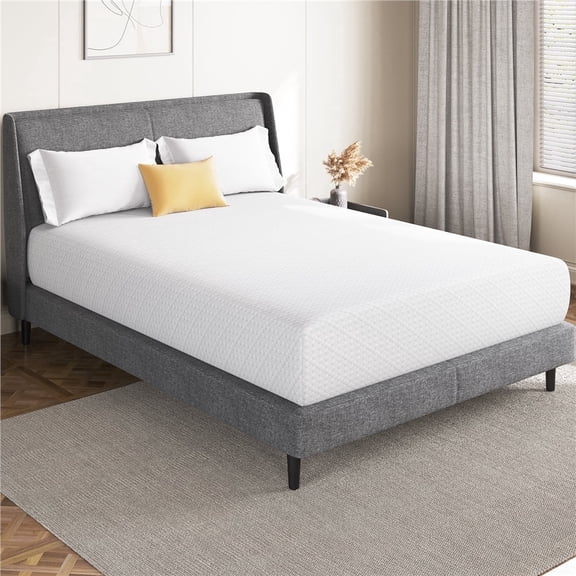 Yaheetech 12 Inch Queen Size Gel Memory Foam Mattress, Medium Firm, Green Tea Infused
