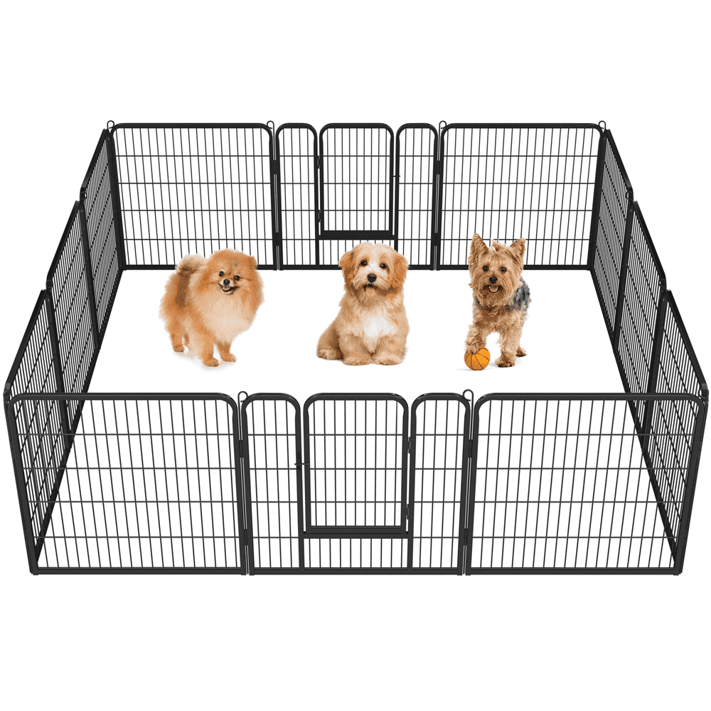 Yaheetech 32"H 12 Panels Heavy Duty Pet Playpen Dog Exercise Pen Cat Fence, Black