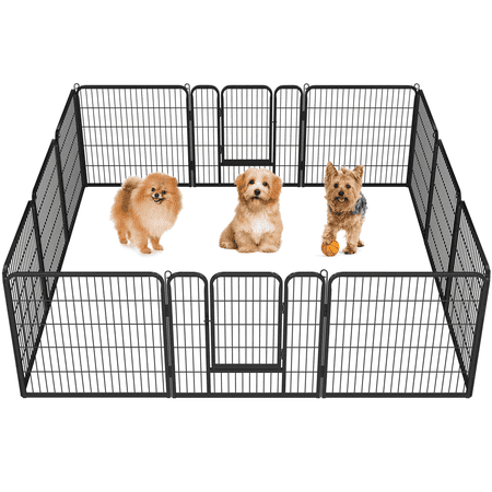 Yaheetech 32"H 12 Panels Heavy Duty Pet Playpen Dog Exercise Pen Cat Fence, Black