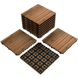 Flybold Acacia Wood Outdoor Flooring Interlocking Wood Tiles 12 x 12