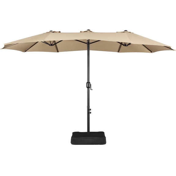 Yaheetech 13ft Patio Parasol Canopy with Crank, Tan