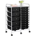 thumbnail image 1 of Yaheetech 15 Drawers Rolling Storage Cart Bin Organizer Metal Frame Plastic Drawers, Black, 1 of 12