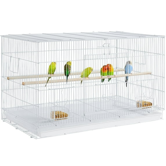 Topeakmart 18''H Rectangle Breeding Birdcage Flight Cage with Slide-Out Tray, White
