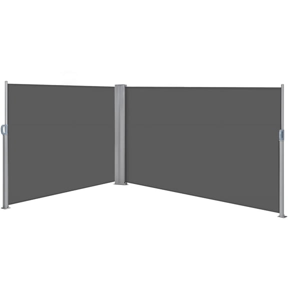 Yaheetech 19.7'L x 5.2'H Side Awning Double Retractable Screen for Patio Garden, Dark Gray