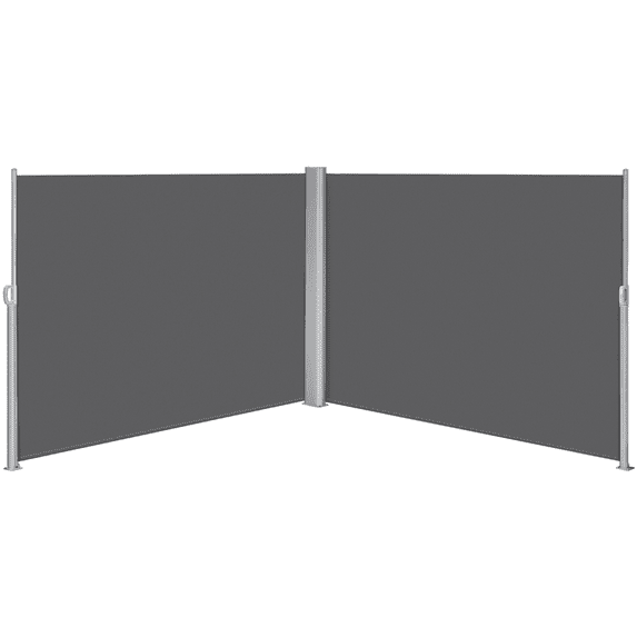 Topeakmart 19.7'L x 6'H Side Awning Double Retractable Screen for Privacy Patio Garden, Dark Gray