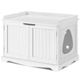 thumbnail image 1 of Yaheetech 2 Doors Pet Litter Box Wooden Storage Bench Side Table End Table for Pets Cat Dog, White, 1 of 7