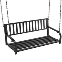 Topeakmart 2-Person Metal Outdoor Porch Swing, Hanging Patio Bench with Chains, Black