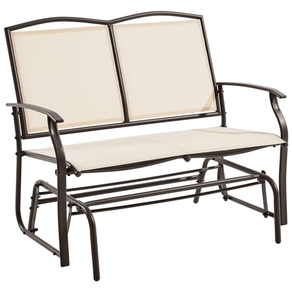 Yaheetech 2-Person Patio Swing Glider Bench Texteline with Steel Frame, Beige
