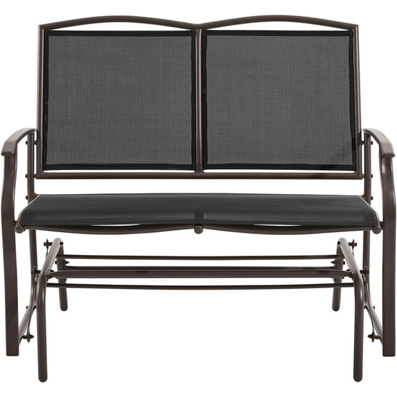 Topeakmart 2-Person Patio Swing Glider Bench Texteline with Steel Frame, Black