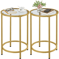 thumbnail image 1 of Topeakmart 2 Pieces Round Glass Top Bedside Table End Table Accent Table with Metal Frame, Gold, 1 of 10