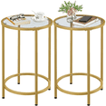 thumbnail image 1 of Yaheetech 2 Pieces Round Glass Top Bedside Table End Table Accent Table with Metal Frame, Gold, 1 of 10