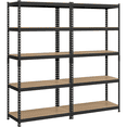 thumbnail image 1 of Topeakmart 2 Pieces of 5 Tiers Adjustable Metal Storage Shelving Heavy Duty Boltless Display Stand, Black, 1 of 7