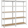 thumbnail image 1 of Topeakmart 2 Pieces of 5 Tiers Adjustable Metal Storage Shelving Heavy Duty Boltless Display Stand, Silver, 1 of 7