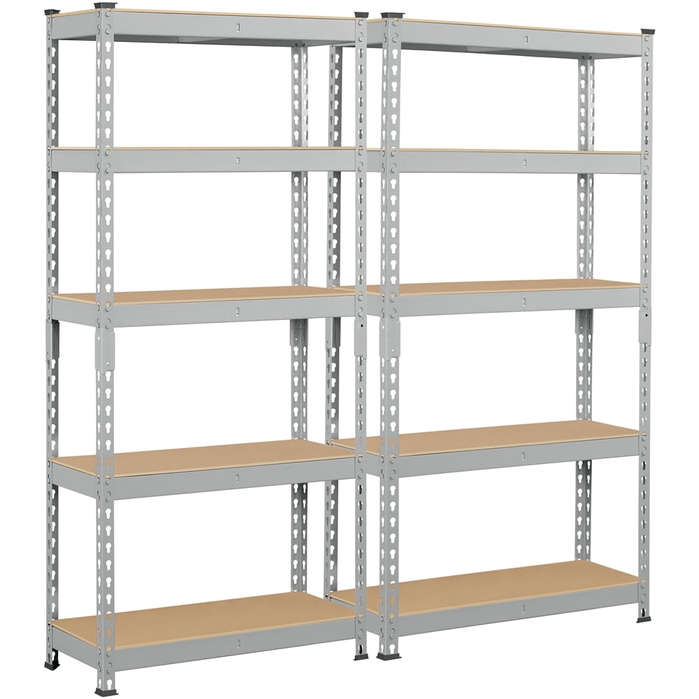 Yaheetech 2 Pieces of 5 Tiers Boltless Storage Shelf Goods Rack for Home Warehouse, Light Gray