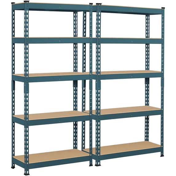 Yaheetech 2 Pieces of 5 Tiers Boltless Storage Shelf Goods Rack for Home Warehouse, Neptune Blue