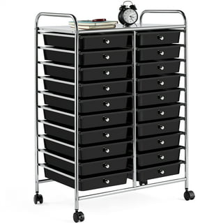 5-Tier Drawer Plastic Storage Cart with Wheels, Rolling Storage Containers with Drawers, Plastic Drawer Organizer Cart on Wheels, Narrow Cabinet