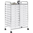 thumbnail image 1 of Yaheetech 20 Drawers Rolling Storage Cart Bin Organizer on Wheels Scrapbook Paper Office School Organizer, White, 1 of 14