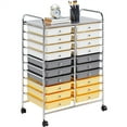 thumbnail image 1 of Topeakmart 20 Drawers Rolling Storage Cart Bin Organizer on Wheels Scrapbook Paper Office,Yellow/Gray/Beige, 1 of 8