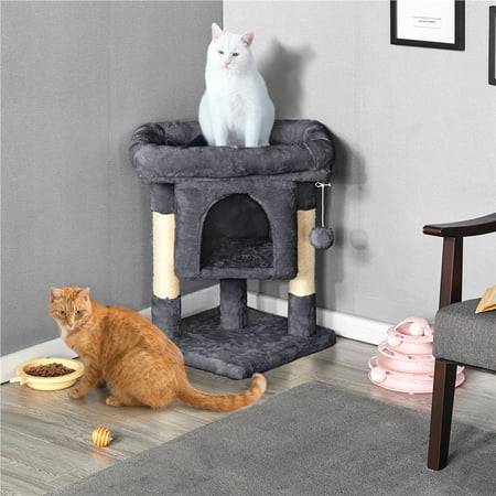 Topeakmart 23.5'' 2-Level Cat Tree Condo Cat Climbing Scratching Tower, Dark Gray