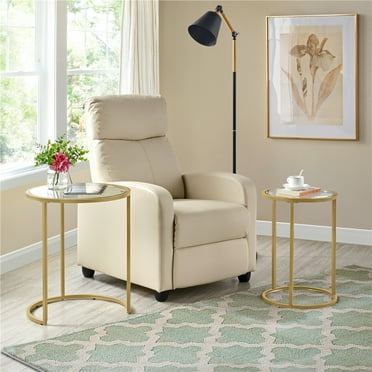 Topeakmart 23.5"H 2-Piece Round Metal Frame Nesting End Table with Glass Top for Living Room, Gold