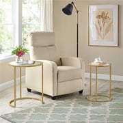 Topeakmart 23.5H 2-Piece Round Metal Frame Nesting End Table with Glass Top for Living Room, Gold