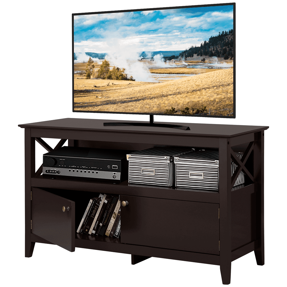 Yaheetech 24'' H TV Stand X Shape Wooden Display TV Cabinet Shelf