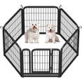 thumbnail image 1 of Yaheetech 24.2″ Tall 6 Panels Metal Dog Playpen for Exercise Outdoor Indoor Fence, Black, 1 of 7