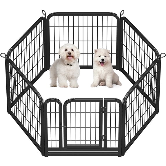 Yaheetech 24.2″ Tall 6 Panels Metal Dog Playpen for Exercise Outdoor Indoor Fence, Black