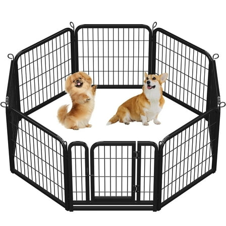 Yaheetech 24.2″ Tall 8 Panels Metal Dog Playpen for Exercise Outdoor Indoor Fence, Black