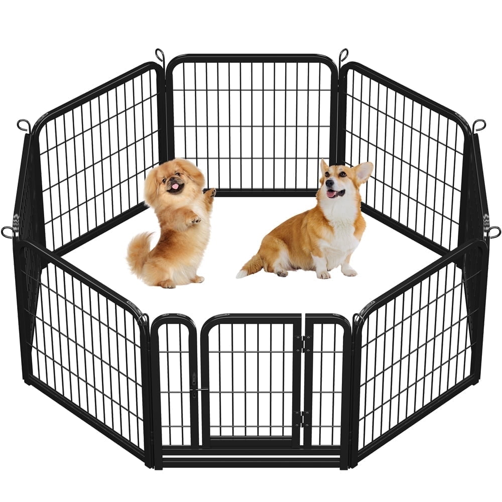 Yaheetech 24.2″ Tall 8 Panels Metal Dog Playpen for Exercise Outdoor Indoor Fence, Black