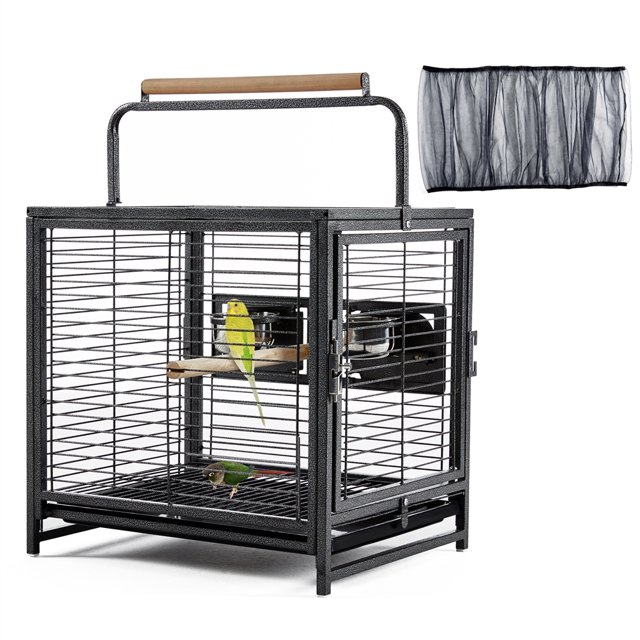 Topeakmart 26'' Wrought Iron Travel Bird Cage Carrier with Handle Perch