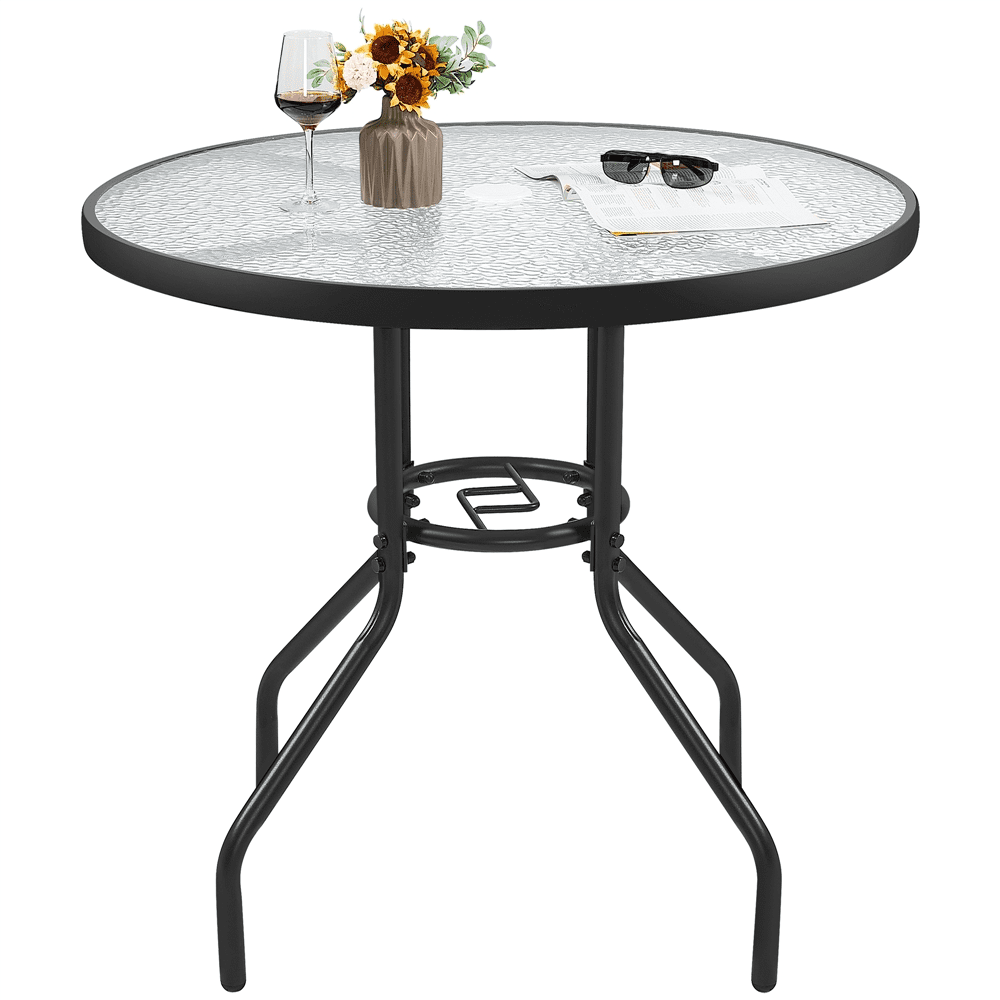 48 round glass patio table with umbrella hole Audio-Visual Direct Tempered Top Rounded Edge (36" with 1 5/8" Center Hole) Includes Free Ring and Cup Set : Patio, Lawn & Garden Table Top Material Outsunny 38" Round Patio Table