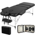 thumbnail image 1 of Yaheetech 27.6'' Wide Massage Table Adjustable 3 Fold Aluminum Massage Bed with Backrest/Headrest/Armrest/Hand Pallet, Black, 1 of 17