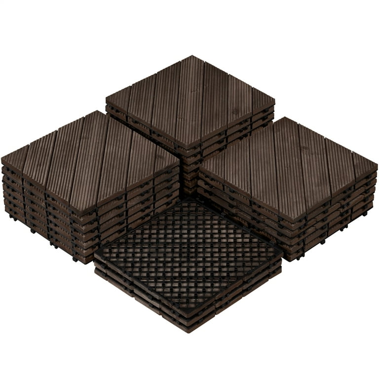 Topeakmart 12''x12''Interlocking Wood Flooring Tiles Indoor & Outdoor for Patio Garden Deck Poolside Pack of 27 Natural Wood Topeakmart 12''x12''Interlocking Wood Flooring Tiles Indoor & Outdoor for Patio Garden Deck Poolside Pack of 27 Natural Wood