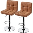 thumbnail image 1 of Topeakmart 2pcs Adjustable Faux Leather Counter Bar Stools with Backrest, Retro Brown, 1 of 7
