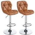 thumbnail image 1 of Topeakmart 2pcs Adjustable Modern PU Leather Swivel Bar Stools for Dining Room, Retro Brown, 1 of 7